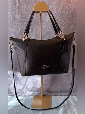 Coach Black Pebbled Leather Tote with Gold Hardware